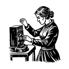 A vintage style illustration showing telegraphy © Prosymbols