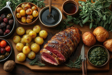 Cutlery and Cuisine Framed in Cool Evening Atmosphere