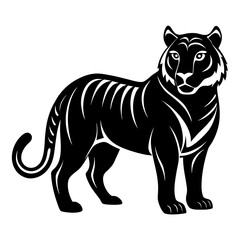 Tiger vector clean black silhouette design white background