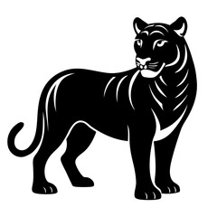 Tiger vector clean black silhouette design white background