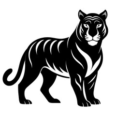 Tiger vector clean black silhouette design white background