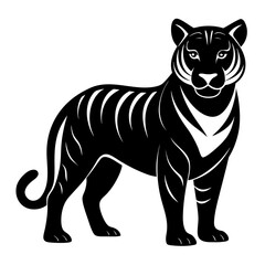 Tiger vector clean black silhouette design white background