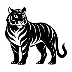 Tiger vector clean black silhouette design white background
