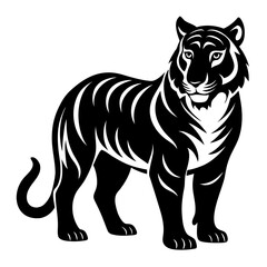 Tiger vector clean black silhouette design white background