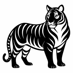 Tiger vector clean black silhouette design white background