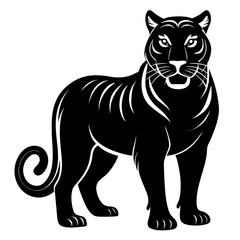 Tiger vector clean black silhouette design white background