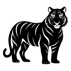 Tiger vector clean black silhouette design white background