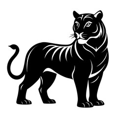 Tiger vector clean black silhouette design white background