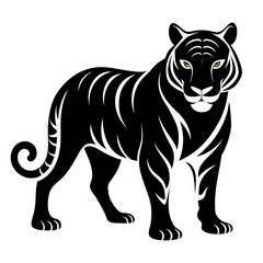 Tiger vector clean black silhouette design white background