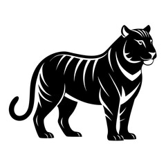 Tiger vector clean black silhouette design white background