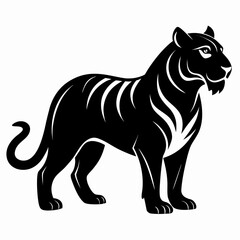 Tiger vector clean black silhouette design white background