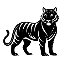Tiger vector clean black silhouette design white background