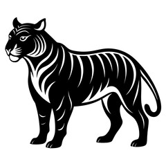 Tiger vector clean black silhouette design white background