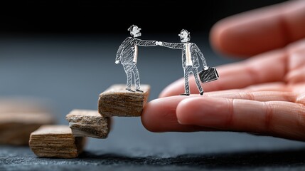 Concept d'entraide professionnelle avec dessins d'hommes d'affaires