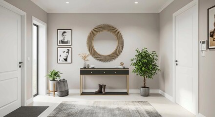 Modern Entryway with Console Table and Plant