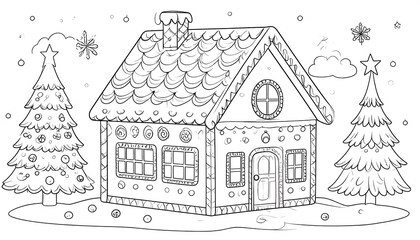 Gingerbread House Coloring Page