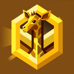 vector illustration of a giraffe in a box