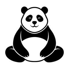 Panda Relaxing Pose vector clean black silhouette design white background