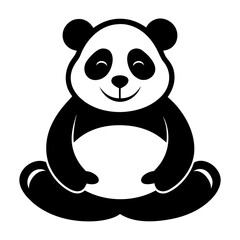 Panda Relaxing Pose vector clean black silhouette design white background