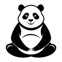 Panda Relaxing Pose vector clean black silhouette design white background