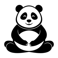 Panda Relaxing Pose vector clean black silhouette design white background