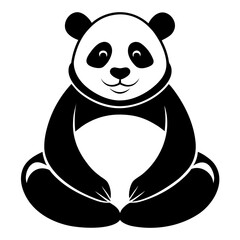 Panda Relaxing Pose vector clean black silhouette design white background
