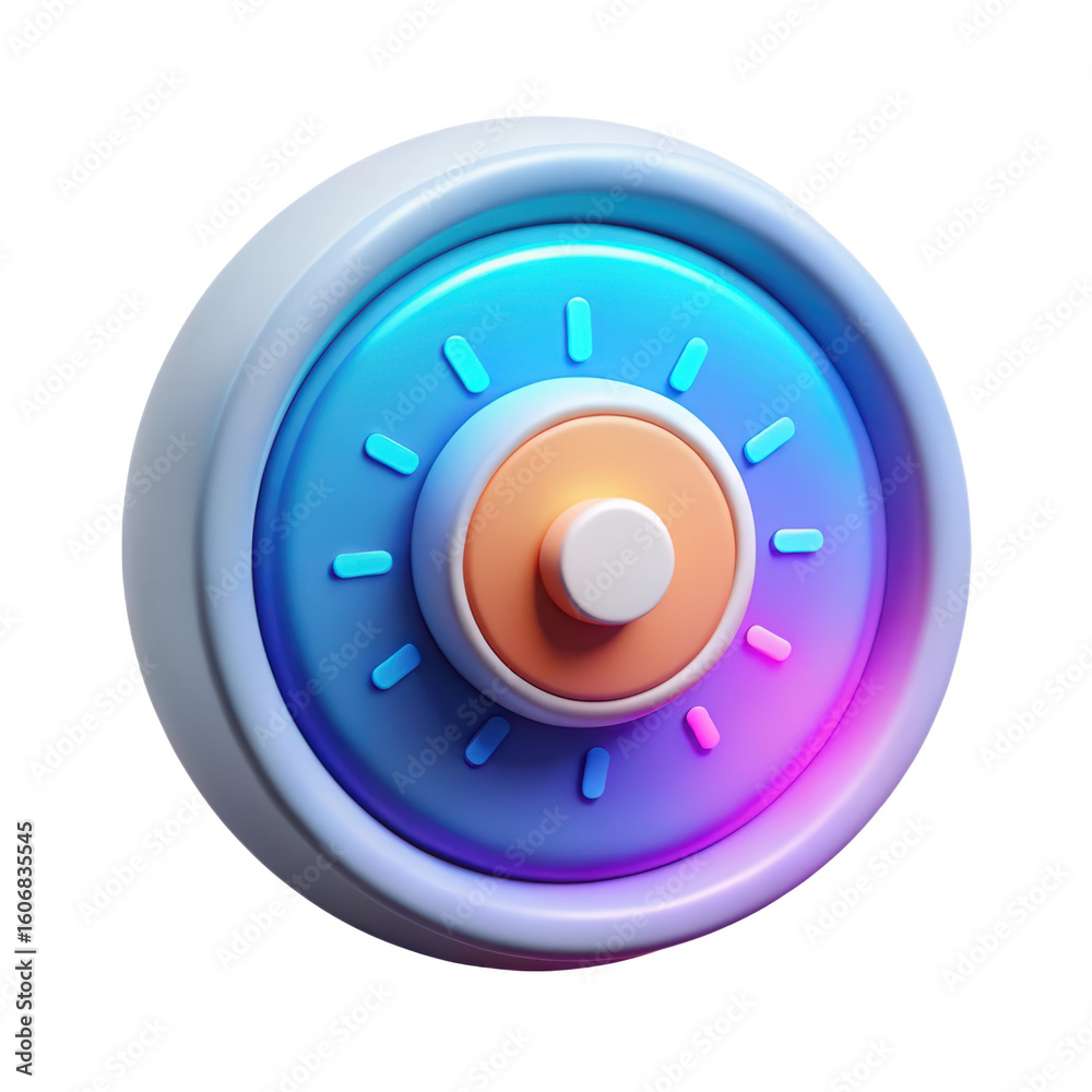 Poster 3d rendered vault lock with rounded edges and vibrant gradients for game ui and security designs on a background