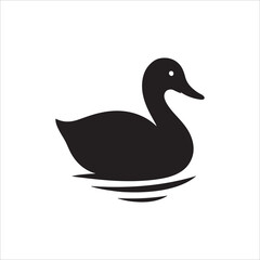 Black Duck Swimming on Water Icon - Bird & Wildlife Symbol