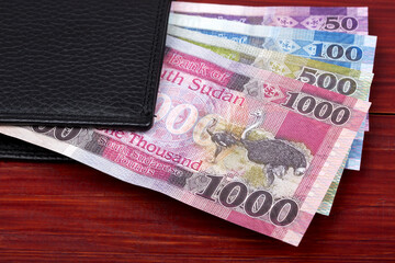 South Sudanese money - Pounds in the black wallet