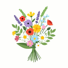Wildflower Bouquet Vector Art in Clean Style