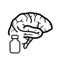 Psychiatric medication, brain therapy - vector icon