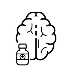 Psychiatric medication, brain therapy - vector icon