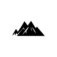 Illustration of a mountain range with jagged peaks and sharp edges in solid black silhouette design