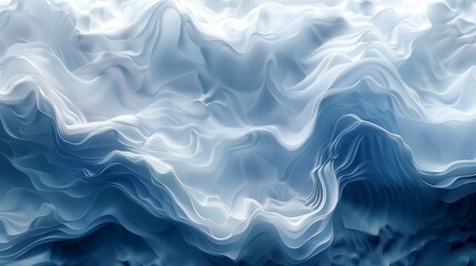 Fototapeta premium Flowing abstract waves in shades of deep blue and white creating a rippling texture