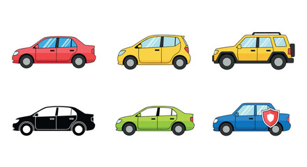 Variety of Automotive Models: A collection of diverse automotive models in various vibrant colors, showcasing the range of vehicle styles, perfect for transportation and mobility concepts.