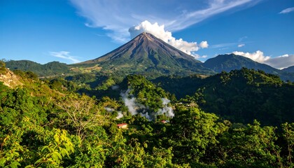Fototapeta premium Lush mountain landscape with a volcano (1)