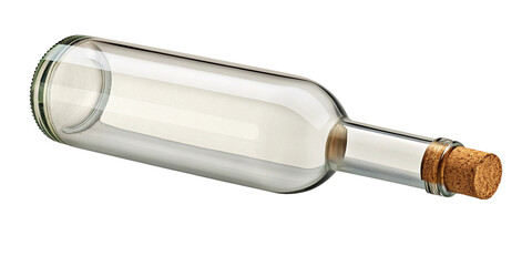 Empty Glass Bottle with Cork Stopper Isolated on Transparent Background (PNG)
Clear Empty Bottle with Cork Cap Isolated on White Background &ndash; PNG Format