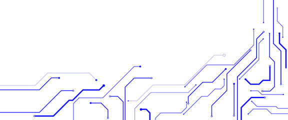 Abstract CPU processor or semiconductor with Power icon with glowing pixels on technology circuit board. Blue digital circuit lines with dots on a white background