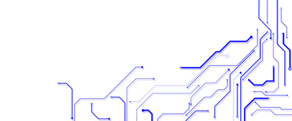 Vector blue digital circuit lines with dots on a white background. Abstract modern digital science technology futuristic circuit board.