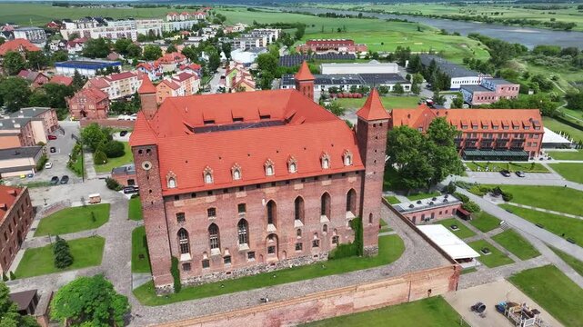 Aerial view of Gniew Castle in Gniew, Poland