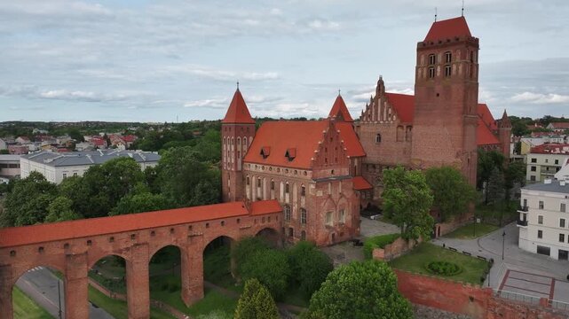 Aerial view of the medieval castle in Kwidzyn, Poland