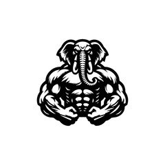 Fototapeta premium Powerful Muscular Bodybuilder with Elephant Head.