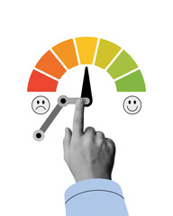 Minimalist satisfaction rating scale with hand control