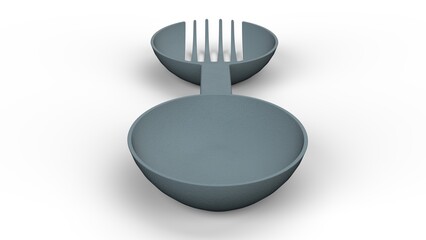 Grey Ramen Soup Spoon. Isolated. White background. 3D render