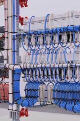 View from the back of the electrical panel. Connection of electronic modules using copper...
