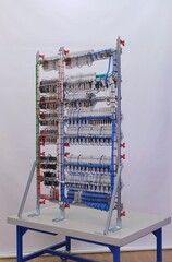 View from the back of the electrical panel. Connection of electronic modules using copper...