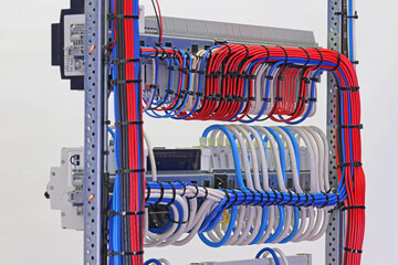 View from the back of the electrical panel. Connection of electronic modules using copper...