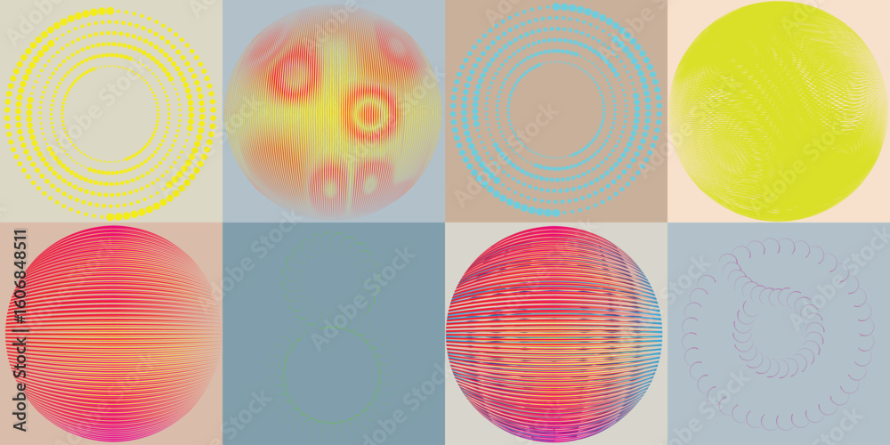 Fototapete lines and dots in circle form .rotate rounded shape vector .rotating dots form a circle .rotating an