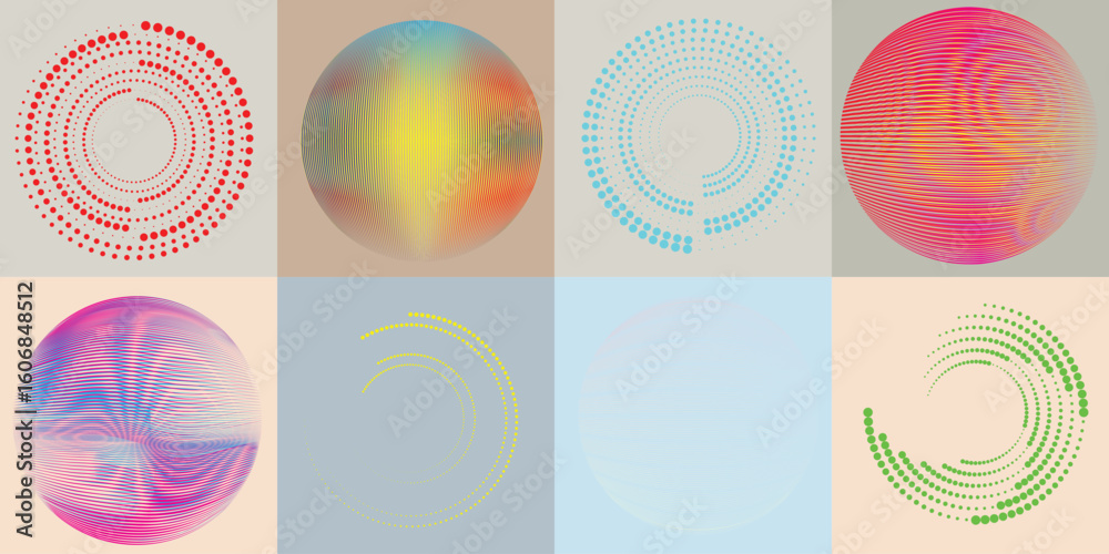 Fototapete lines and dots in circle form .rotate rounded shape vector .rotating dots form a circle .rotating an