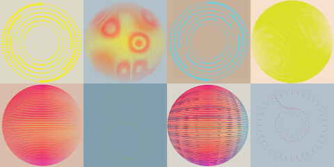 Lines and dots in Circle Form .Rotate rounded shape Vector .Rotating dots form a circle .Rotating and linear design element . Various lines forming round shape . Abstract Geometric line art .

